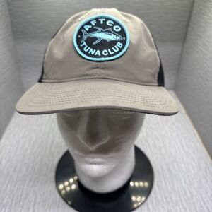 AFTCO Tuna Club‎ Trucker Hat Khaki Black Mesh Back Embroidered Patch OSFM